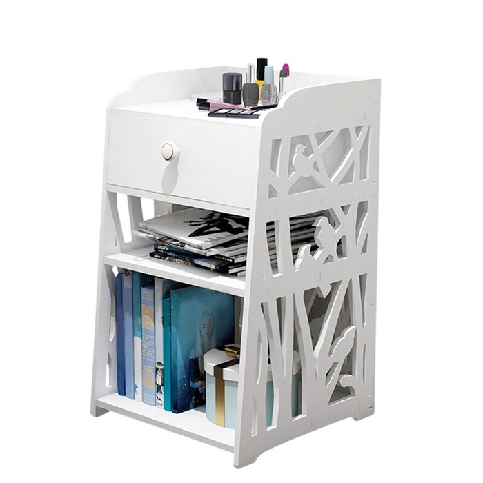 Tủ đầu giường mini trang trí phòng ngủ mầu trắng sang trọng TĐG
