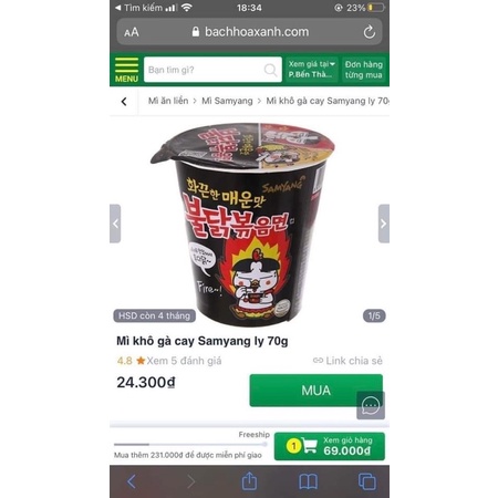 Mì Ly Samyang - Mì Cay Gà Đen