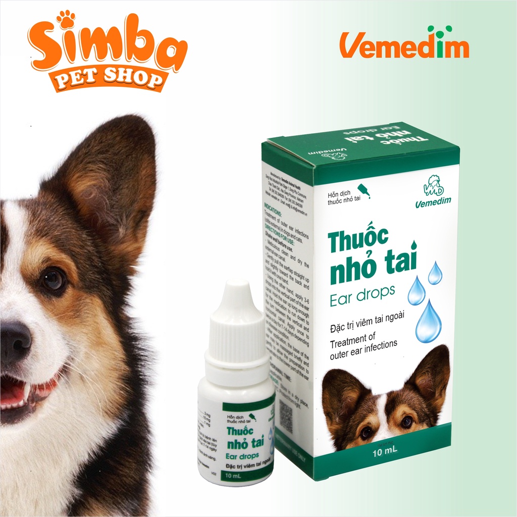 Thuốc nhỏ tai chó, mèo Vemedim - Trị viêm tai ngoài - An toàn, dễ sử dụng - Simba petshop