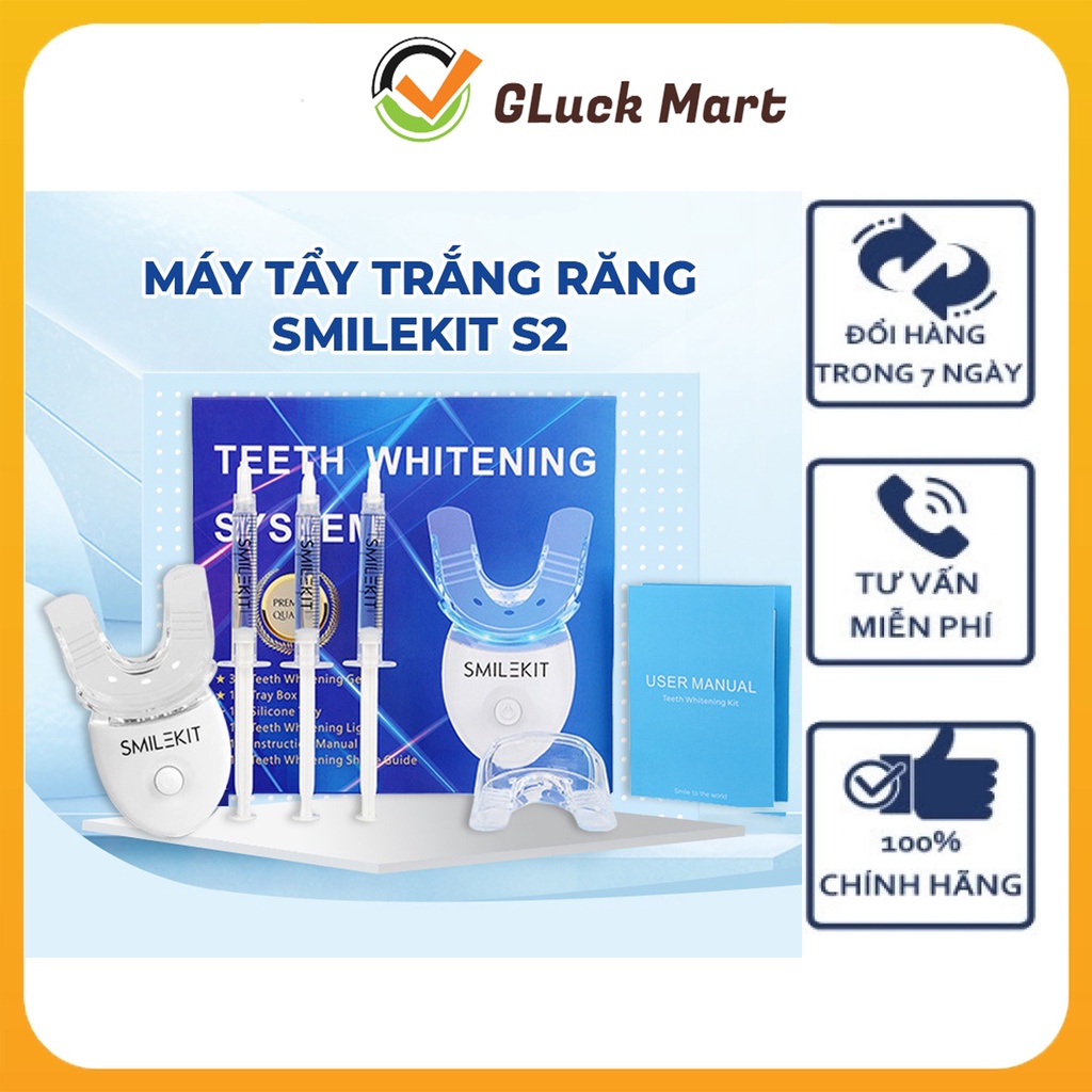 Máy Làm Trắng Răng Tại Nhà SMILEKIT, Nguyên Liệu Từ Thiên Nhiên An Toàn Hiệu Quả - Bộ Kit Làm Trắng Giúp Răng Lên Tone