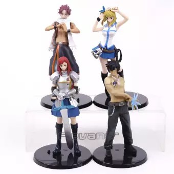 Lucy Fairy Tail Erza Natsu Xám PVC Tượng Mô Hình Sưu Tập Đồ Chơi 4 Cái/bộ 14Cm-UYT-168