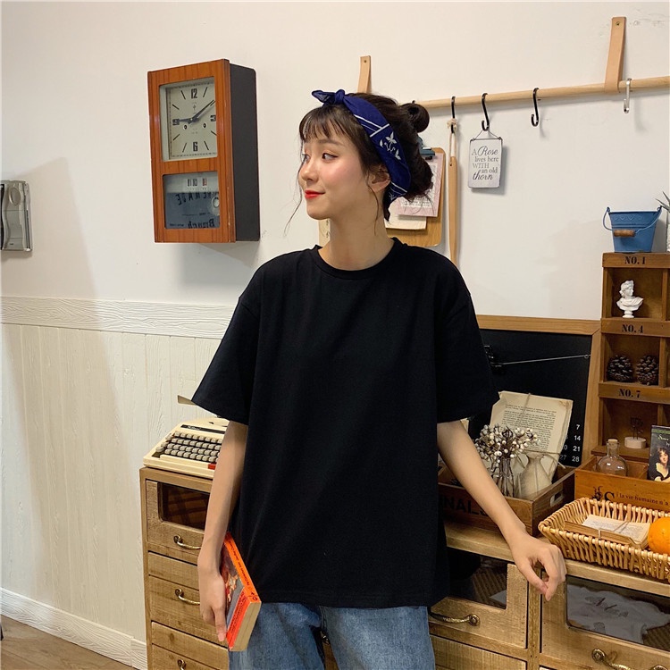 Áo Thun Trơn nữ - Trắng + Đen cotton 100% hàng VN SX