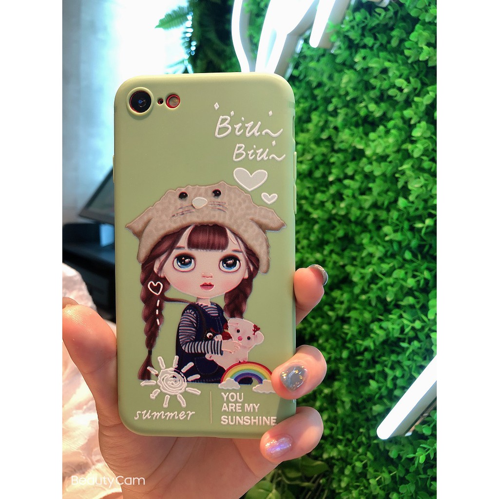 ỐP IPHONE BẢO VỆ CAM/CHỐNG VÂN TAY/CHỐNG BỤI - NEW GIRL CUTE XANH LÁ CÂY TPU full case 6/6s đến 11promax - h case