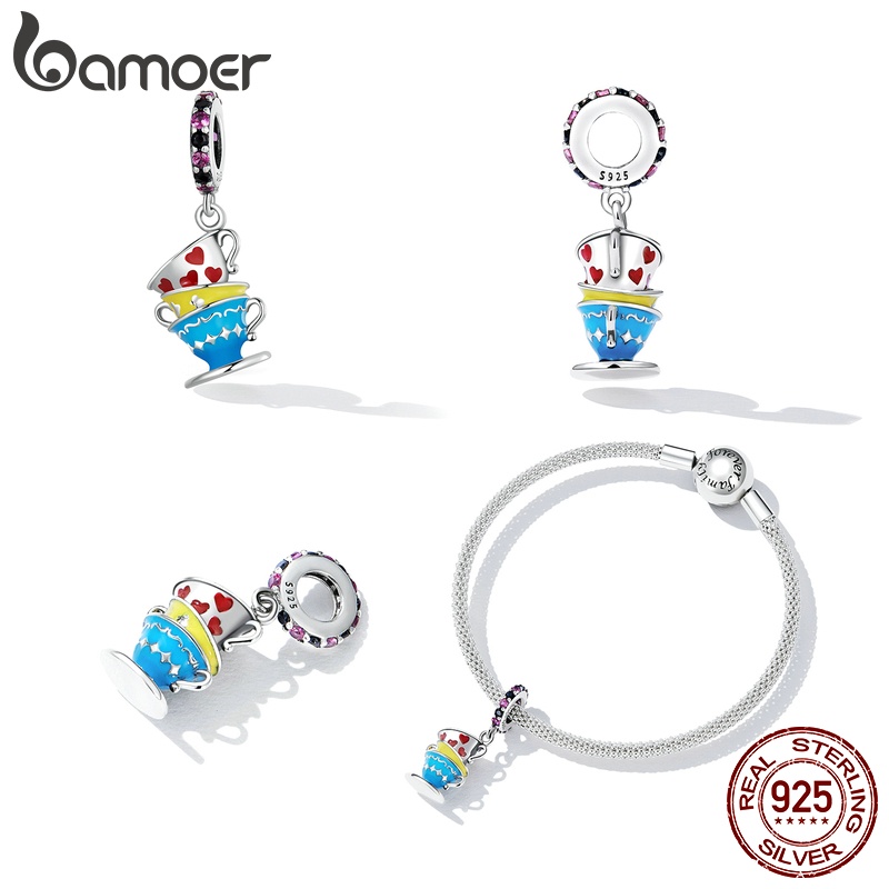 Mặt dây BAMOER bằng bạc 925 đính đá zircon nhiều màu thích hợp làm quà sinh nhật