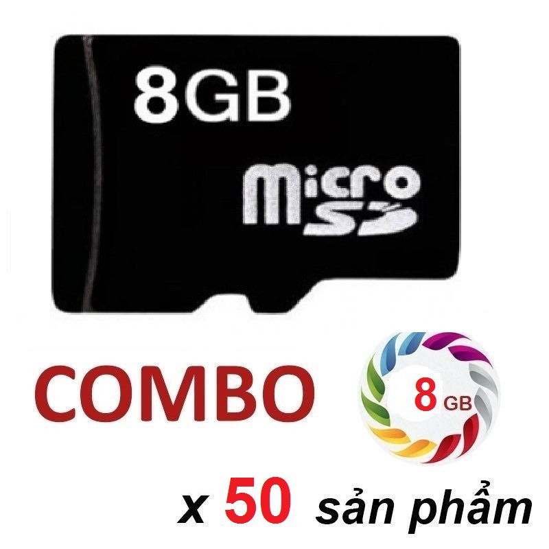 [Sỉ combo] 50 thẻ nhớ MicroSD 8GB - Dùng cho điện thoại, Camera, loa , đài...