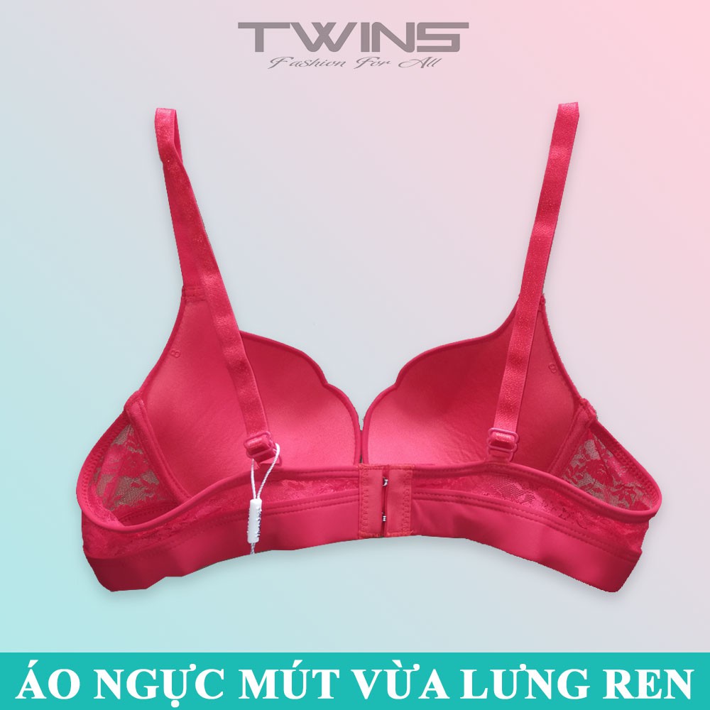Áo ngực nữ có gọng nâng ngực tạo khe phom chữ V trơn lưng ren mút ép vừa mềm mịn size 34-36-38