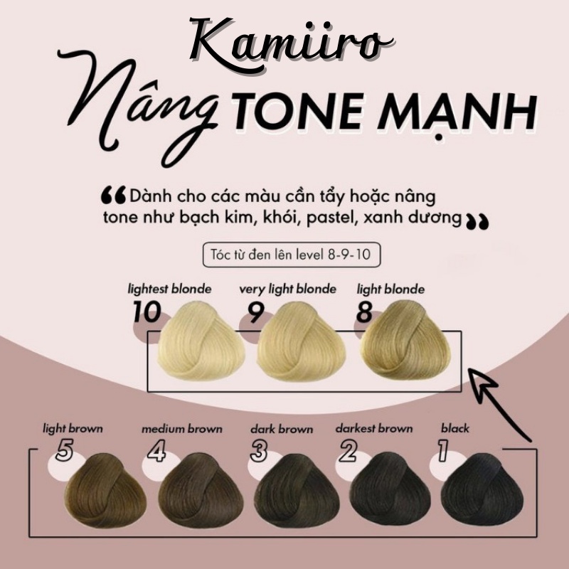 Thuốc nhuộm NÂNG TONE , Lên Tone Sáng, Nhuộm Tóc Chuẩn Màu kamiiro Thuốc nhuộm chuẩn salon