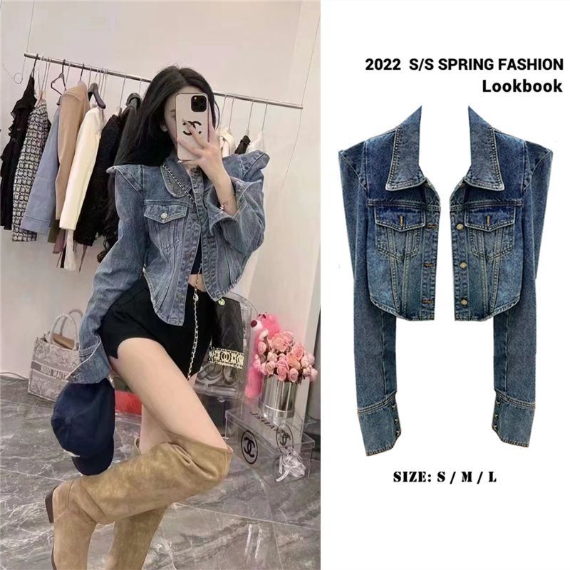 Áo Khoác Jean Xanh Dương Cao Cấp Thời Trang Mùa Thu Dành Cho Nữ