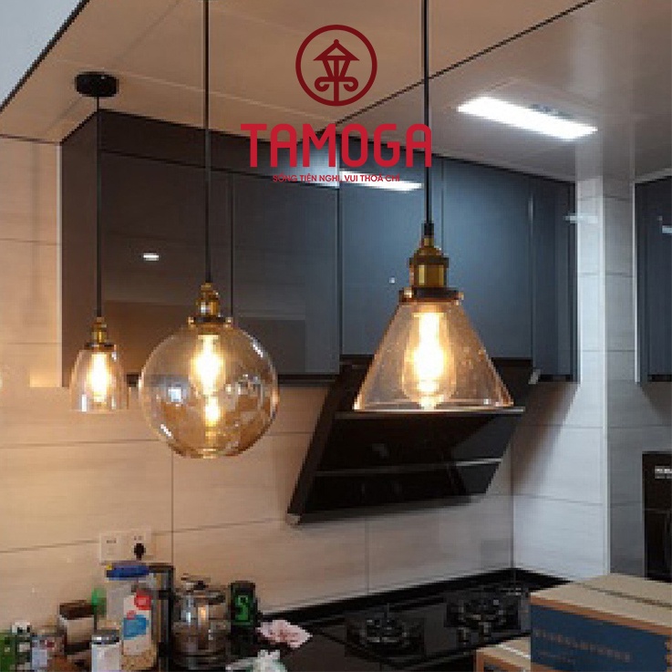 Đèn Thả trần thủy tinh màu trà, màu vàng khói DT 0605