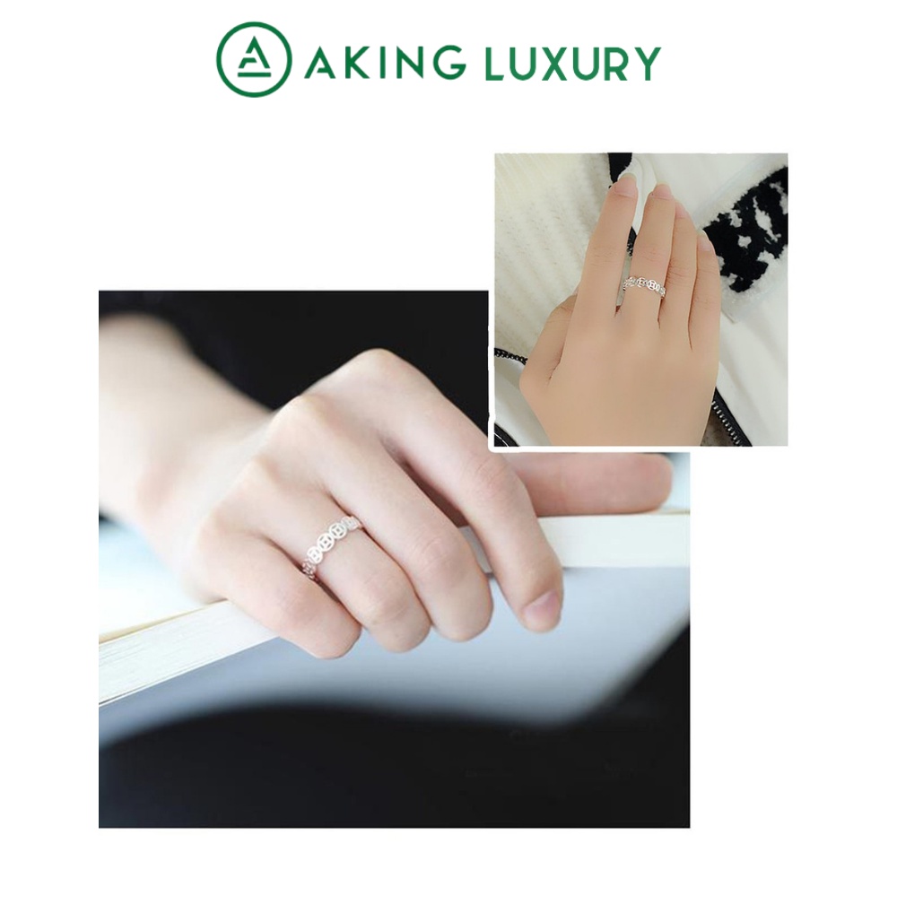 Nhẫn bạc AKING LUXURY AK17 cao cấp, nhẫn bạc nữ kim tiền mang đến sự tài lộc, phong thủy. Bộ sưu tập nhẫn trơn 2021