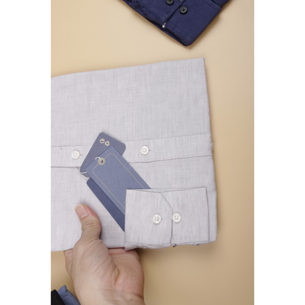 Sơ mi nam cổ trụ dài tay chất vải linen