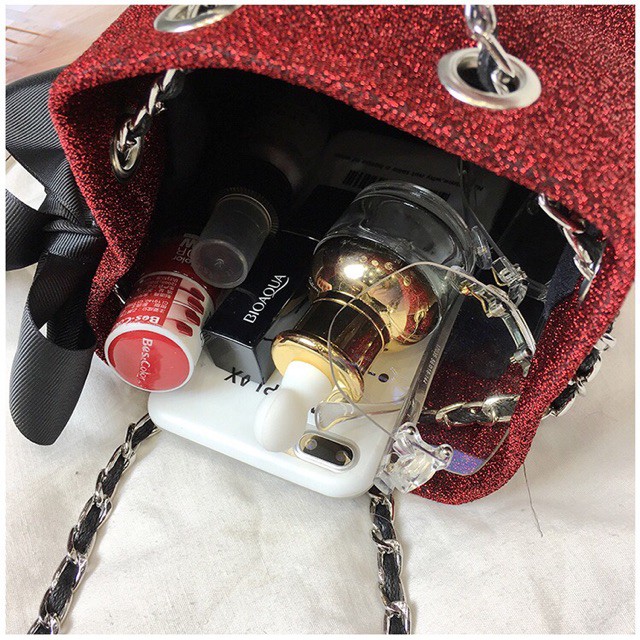 Túi đeo chéo nhũ đính nơ siêu xinh hottrend