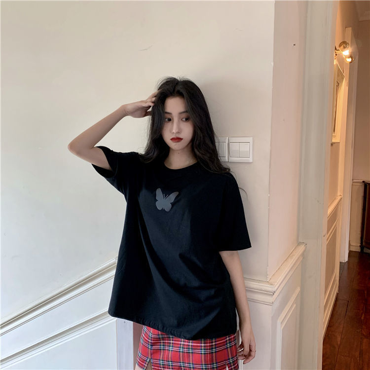 Áo thun tay ngắn in hình bướm dạ quang thời trang cho cặp đôi 2020