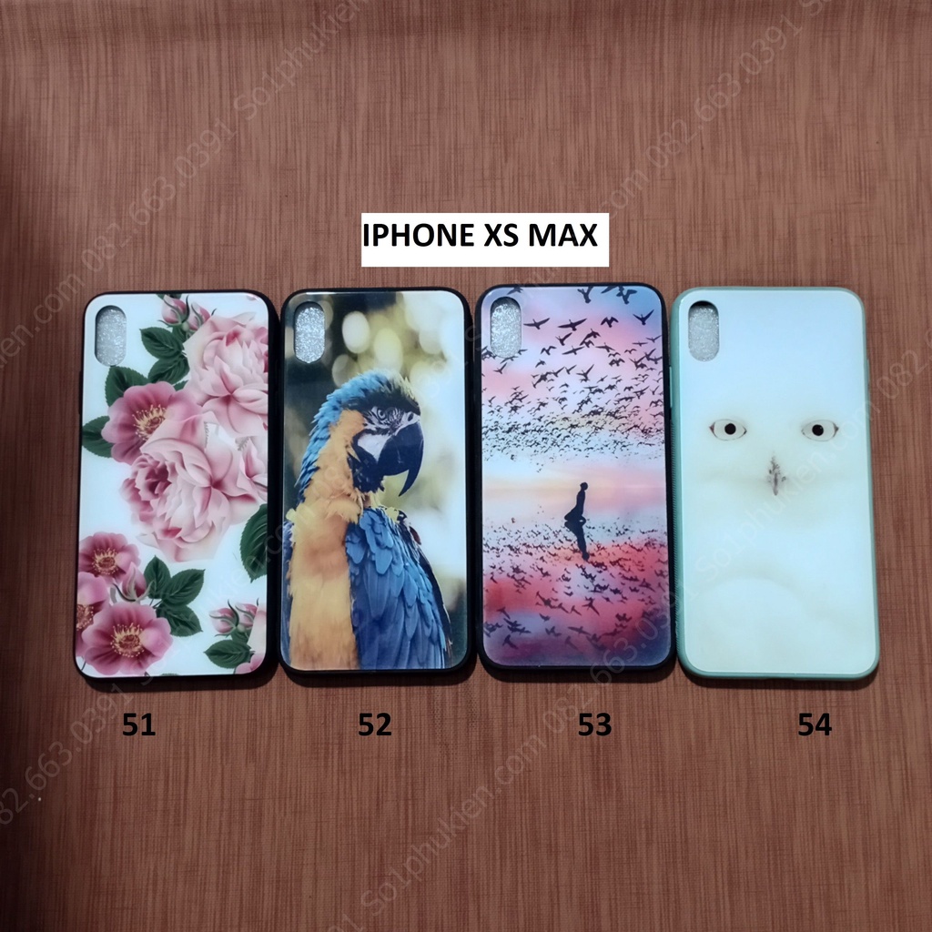 Ốp lưng kính cường lực iphone XS MAX bóng bẩy siêu đẹp, viền dẻo đen silicon