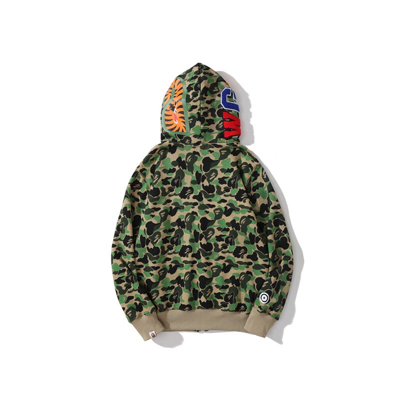 Áo khoác BAPE cá mập xanh dương hồng xanh lá cây 2 mũ chữ WGM thêu cho nam và nữ 2021,jacket BAPE 2 mũ 2021
