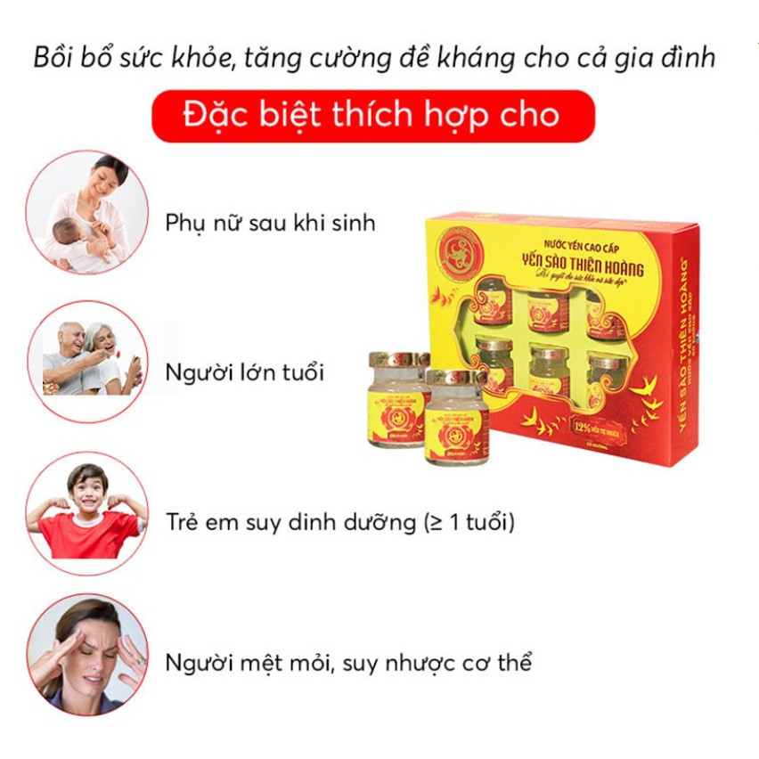 [Mã 77FMCGSALE1 giảm 10% đơn 250K] Nước Yến Nguyên Chất Thiên Hoàng 12% (6 lọ x 70ml) | BigBuy360 - bigbuy360.vn