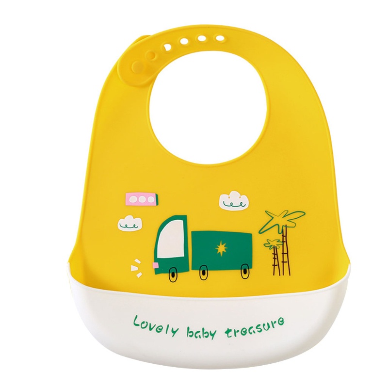 Yếm ăn dặm bằng silicon chống thấm nước họa tiết hoạt hình dễ thương cho bé