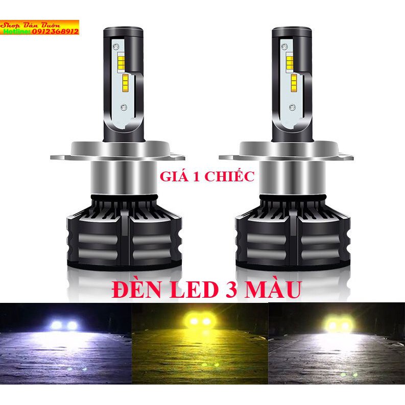 ĐÈN PHA LED T6 CAO CẤP - 3 MÀU SÁNG GẮN OTO- XE MÁY -giá 1 bóng