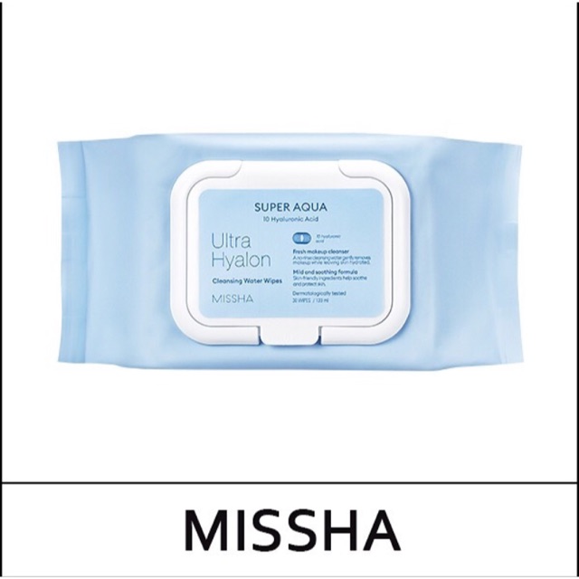 [date 08/2021] Khăn tẩy trang Missha Super Aqua - Ultra Hyalon Cleansing Water Wipes