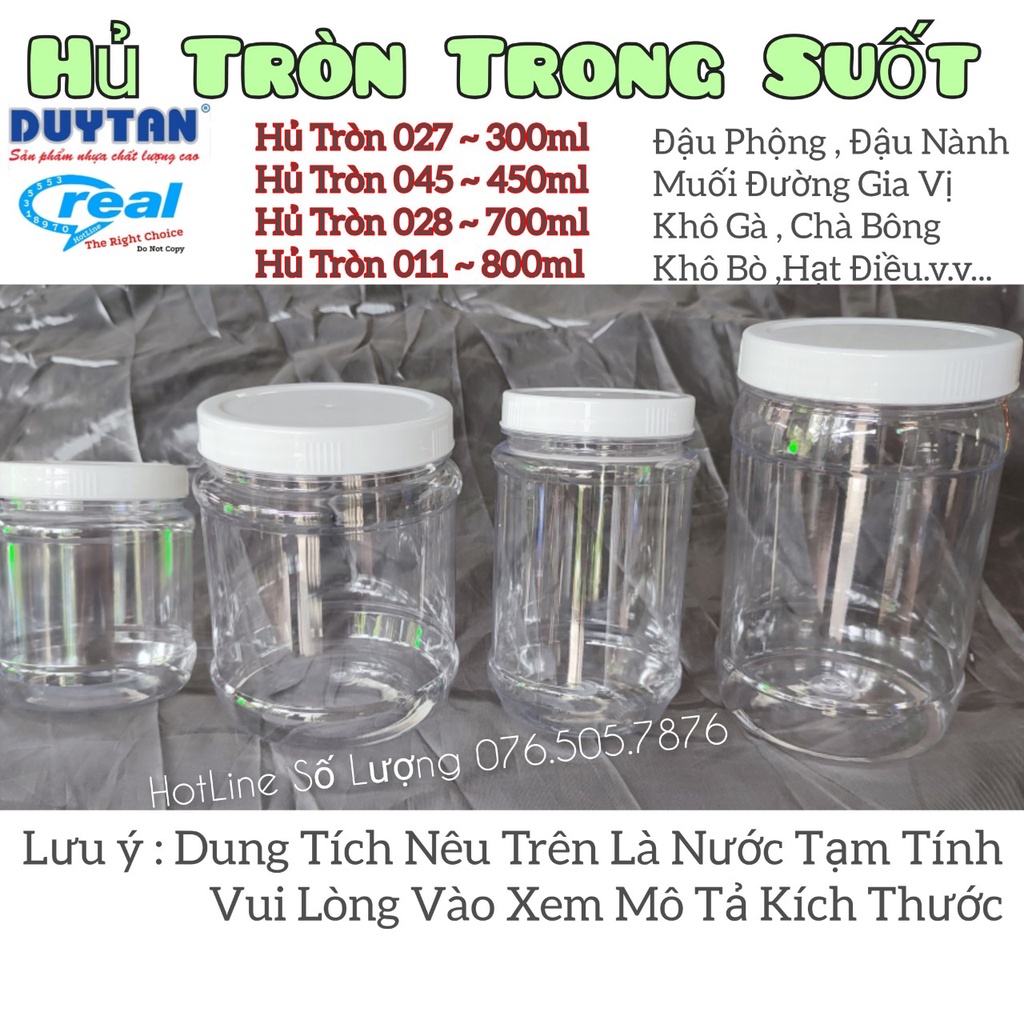 COMBO 12 Hủ nhựa Tròn trong suốt 300/450/700/800ml , nhựa duy tân