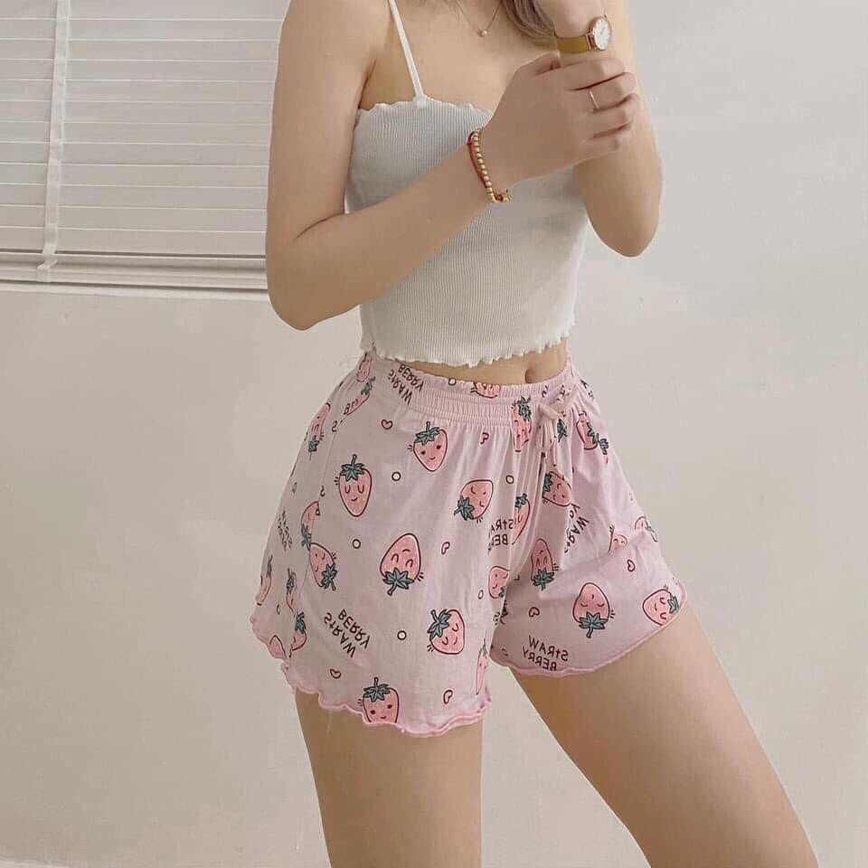 Quần sooc thái vải thun mát họa tiết dễ thương (kèm video/ảnh thật)