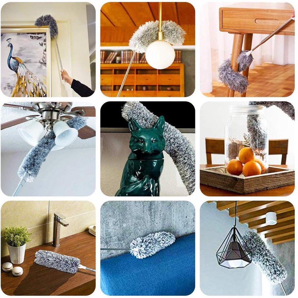 Chổi quét bụi tay cầm thép không gỉ điều chỉnh linh hoạt cho xe hơi