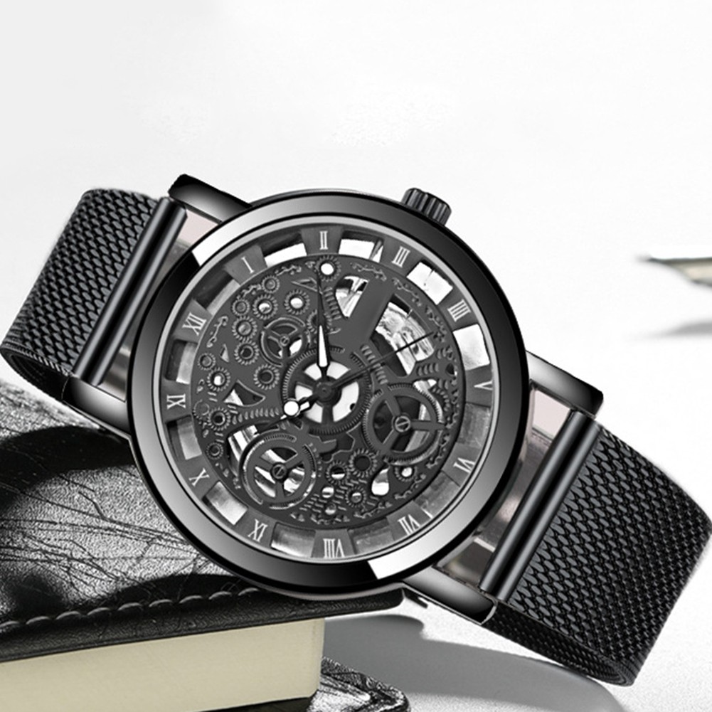 Đồng Hồ Analog Máy Quartz Mặt Tròn Dây Kim Loại