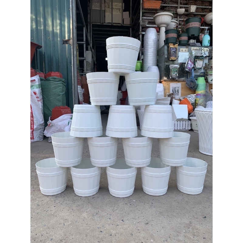 Chậu nhựa hình thùng gỗ trồng cây(170x150)