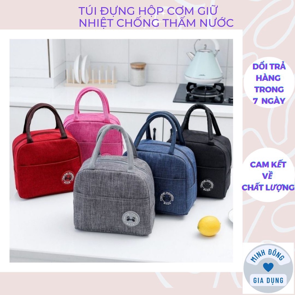 Túi giữ nhiệt đựng cơm, túi đựng hộp cơm văn phòng chống thấm nước có quai xách tiện dụng