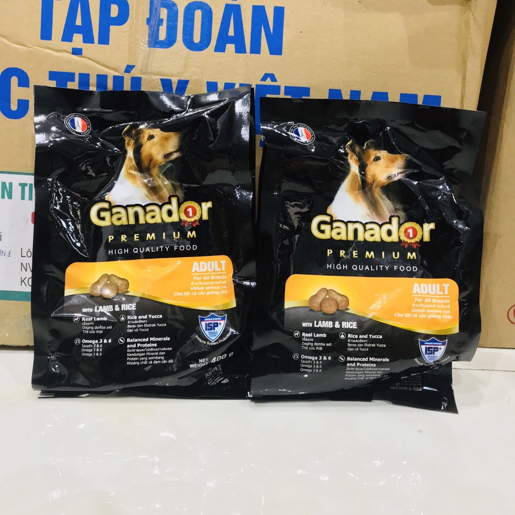 Combo 2 Gói Thức Ăn Chó Lớn Ganador Adult 400 Gr Vị Gà &amp; Cừu