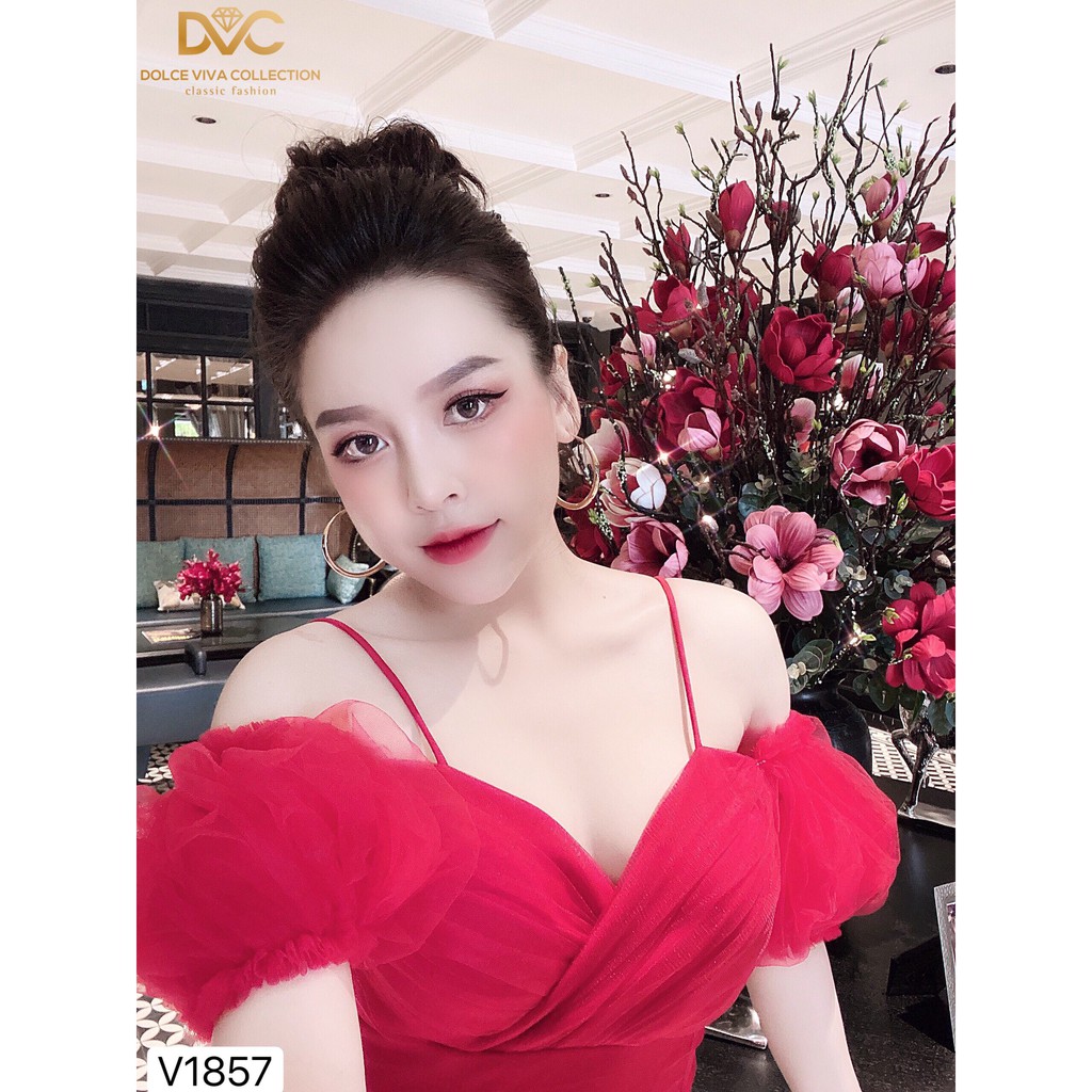 [VÁY ĐI TIỆC CAO CẤP] Váy body đỏ đầm dáng ôm trễ vai | BigBuy360 - bigbuy360.vn
