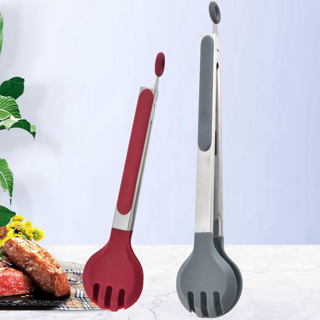 [COD] Kẹp Gắp Thức Ăn Bằng Thép Không Gỉ Tay Cầm Silicone Cách Nhiệt Chống Trượt Tiện Lợi Dành Cho Nhà Bếp