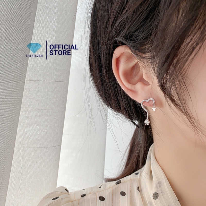BÔNG TAI TIM SAO CÁ TÍNH CHUẨN BẠC TA ẢNH THẬT