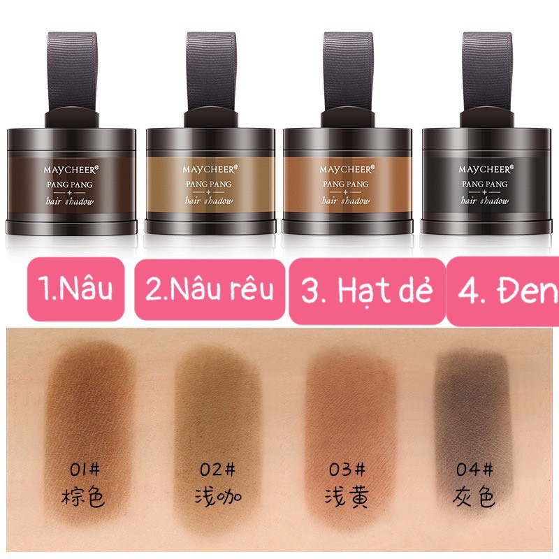 Phấn che khuyết điểm tóc, phấn dặm chân tóc che hói thưa da đầu Hair Shadow Maycheer