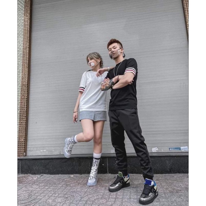 ÁO THUN NAM NỮ PHỐI SỌC QUỐC DÂN THỜI TRANG 2022