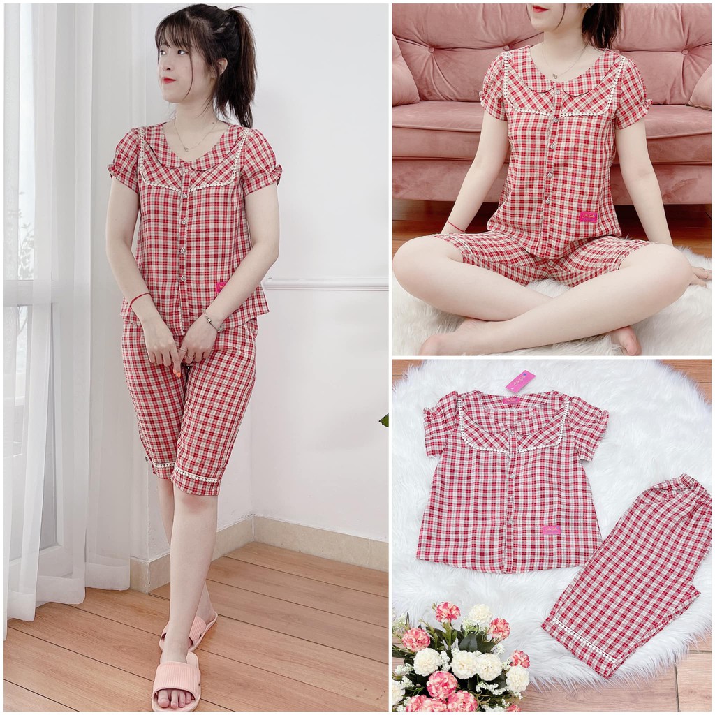 Bộ thô, đũi cổ sen lửng chất thô mát mềm mịn, size từ 40-63kg