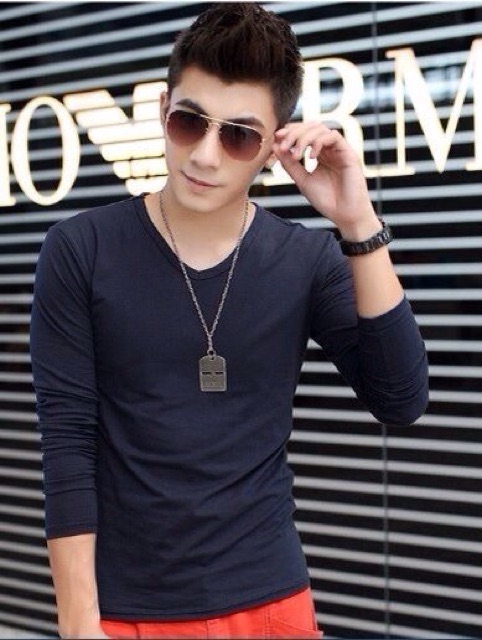 Áo thun Hàn Quốc dài tay phong cách - thời trang - xám chì | BigBuy360 - bigbuy360.vn