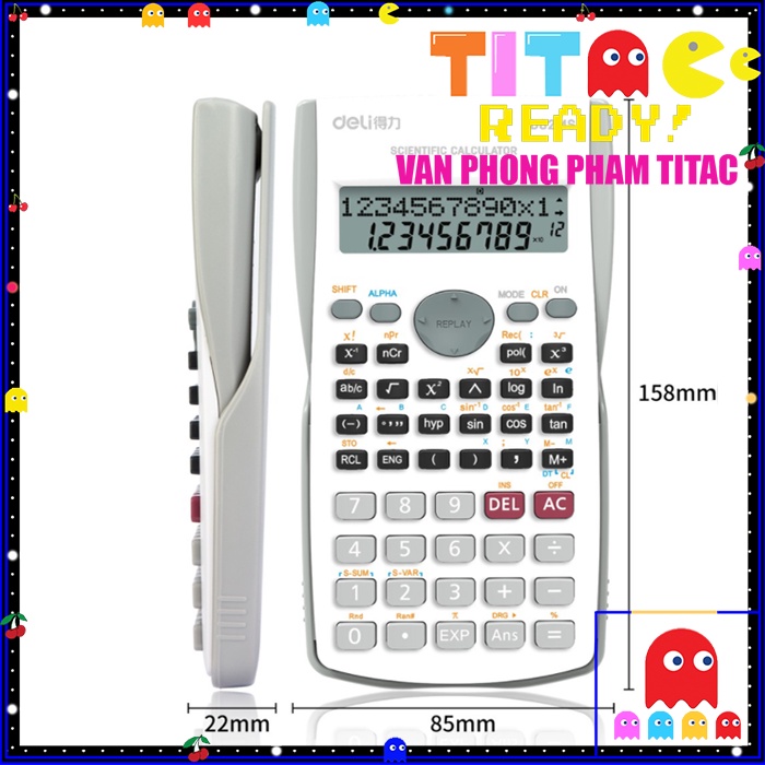 Máy tính kỹ thuật của Deli - Đen/Xanh dương/Hồng/Trắng - No.D82MS