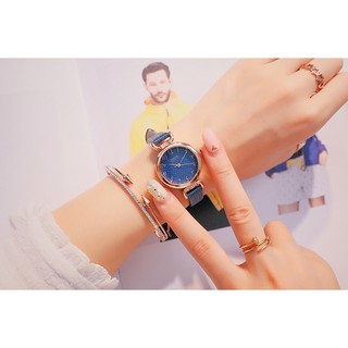 ĐỒNG HỒ NỮ JULIUS JA854 DÂY DA (XANH DƯƠNG/HỒNG/VÀNG KEM)