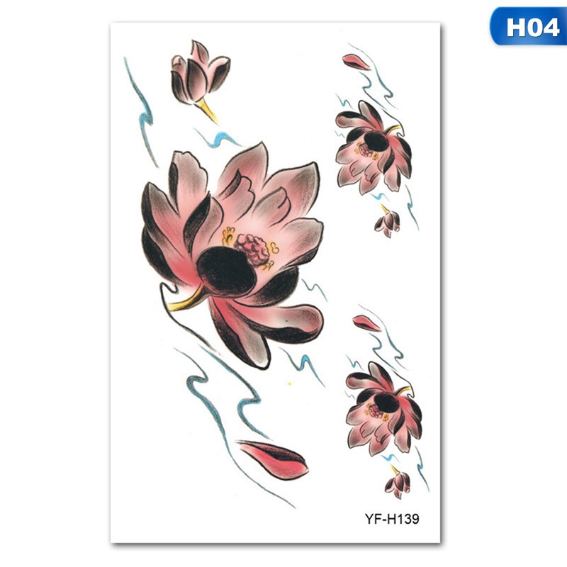 servise.vn Hình xăm dán cơ thể tạo hình bông sen 3D 12*19cm