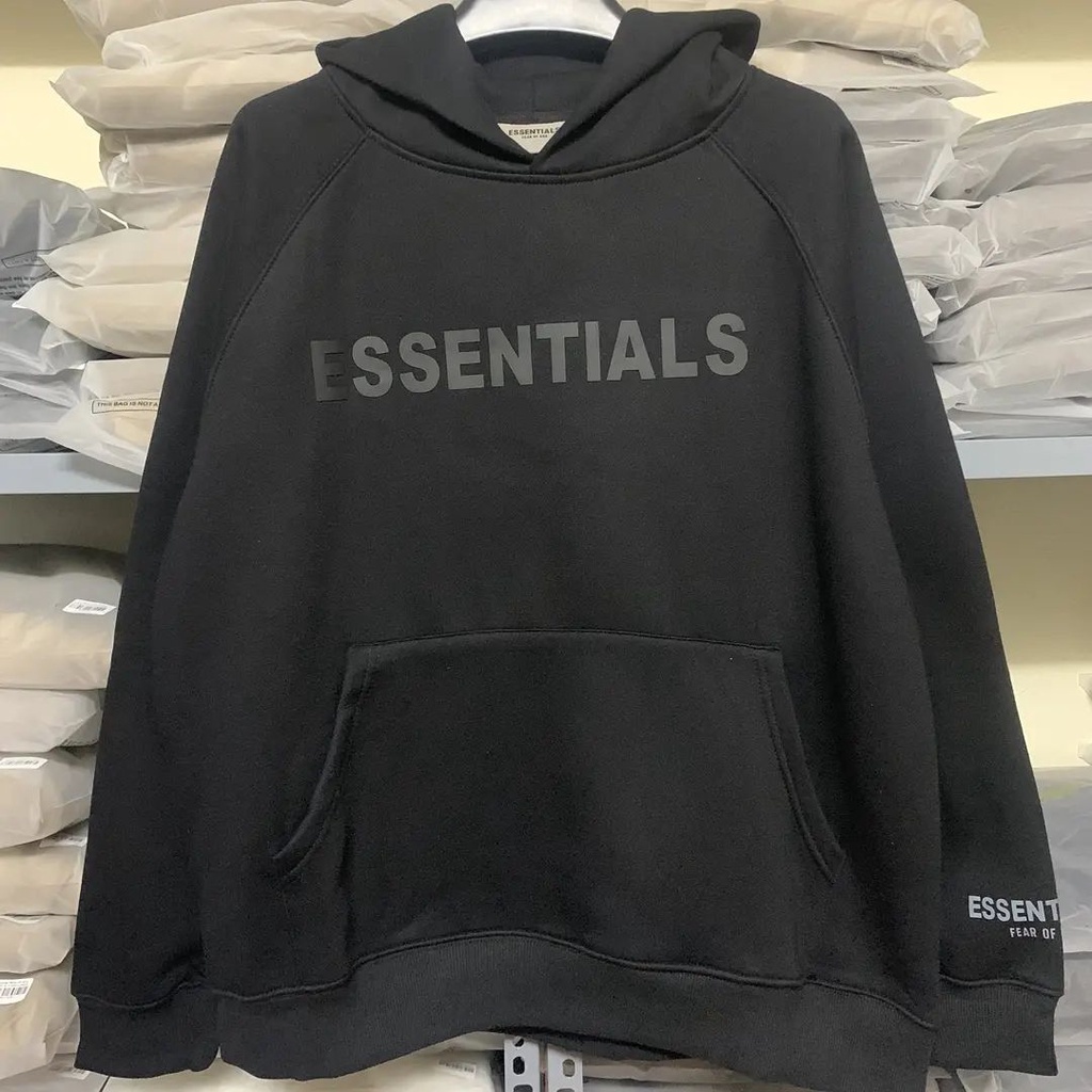 [Hot Hit] Áo hoodie nam nữ. Áo nỉ hoodie ESSENTIALS có mũ form rộng kiểu dáng unisex 2 màu Đen/Be | BigBuy360 - bigbuy360.vn