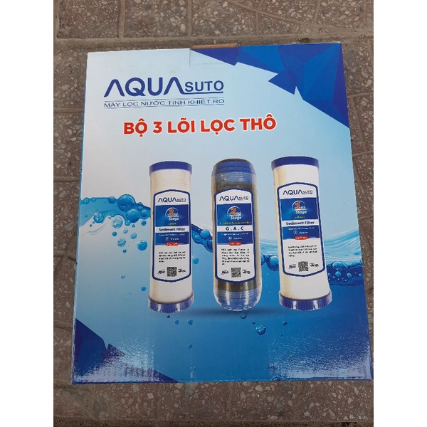 Bộ lõi lọc nước 1,2,3 aqua cao cấp chính hãng có check mã qr