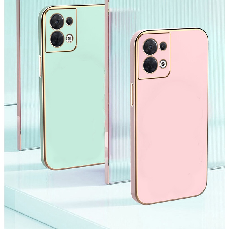 Ốp lưng Silicon Oppo Reno7 Reno8 Reno 7Z Reno 8Z Reno 7 5g ốp điện thoại viền mạ vàng