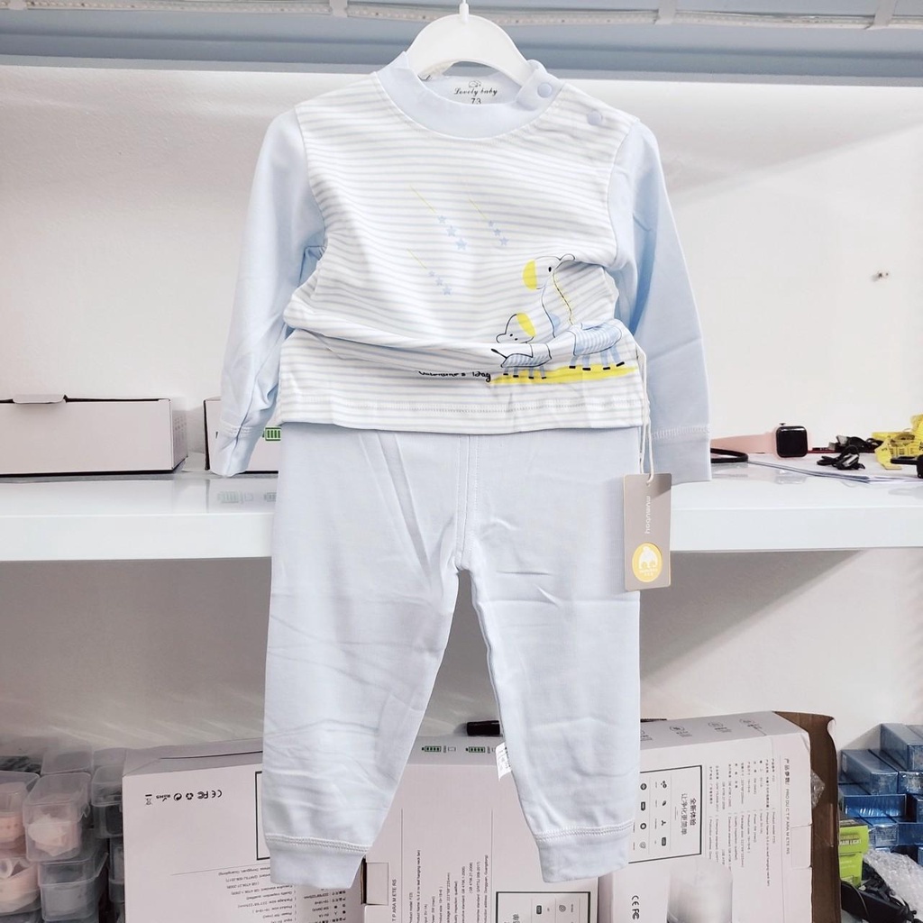 324 Bộ dài tay cài vai cotton nỉ dày vừa thu đông cho bé hàng quảng châu (6-12kg)
