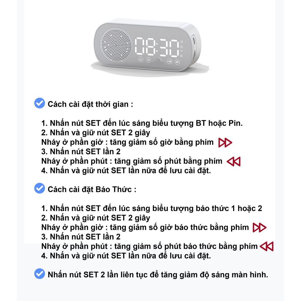 Loa Bluetooth Mini Z7 Kiêm Đồng Hồ LED Để Bàn | Loa Di Động Tráng Gương Có Báo Thức Hỗ Trợ Đài FM, Thẻ Nhớ