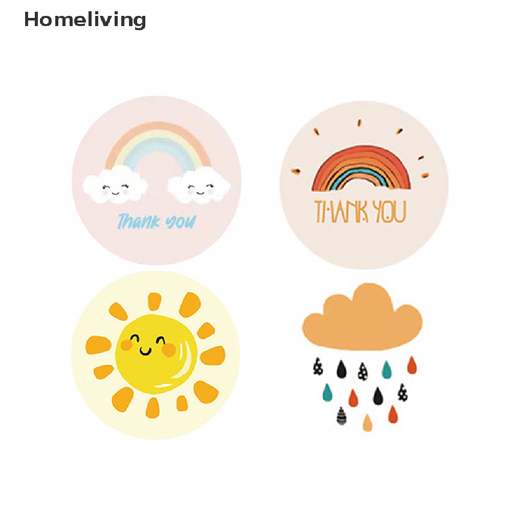 Set 500 Sticker Tròn Họa Tiết Hoạt Hình Thank You Dễ Thương Để Trang Trí