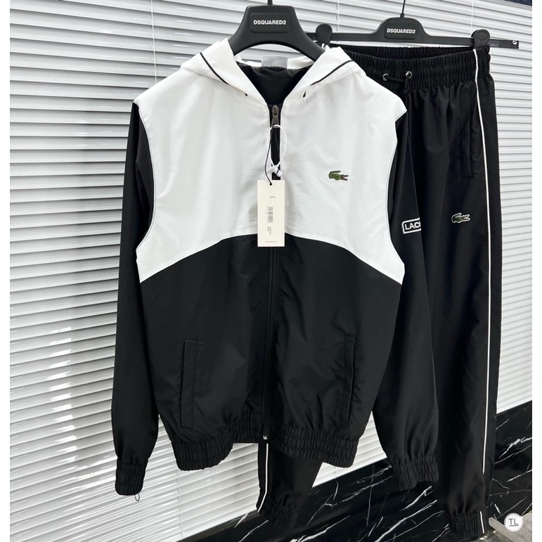 Set bộ gió Lascote 2 màu logo thêu chống nước siêu chất 4620, bộ gió nam đi phượt thêu logo