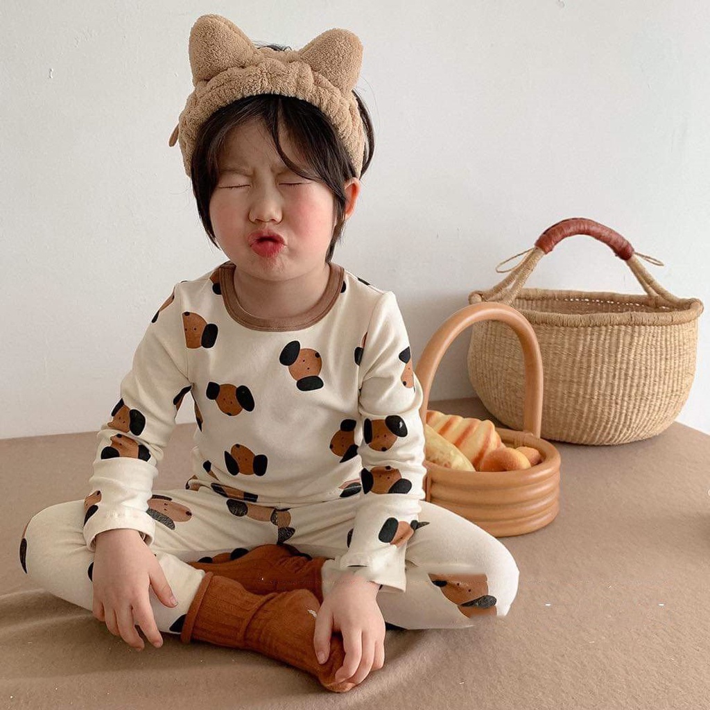 Bộ homewear mặc nhà, giữ nhiệt thu đông co giãn hoạ tiết dễ thương made in Korea cho bé thời trang trẻ em BABYKOREA