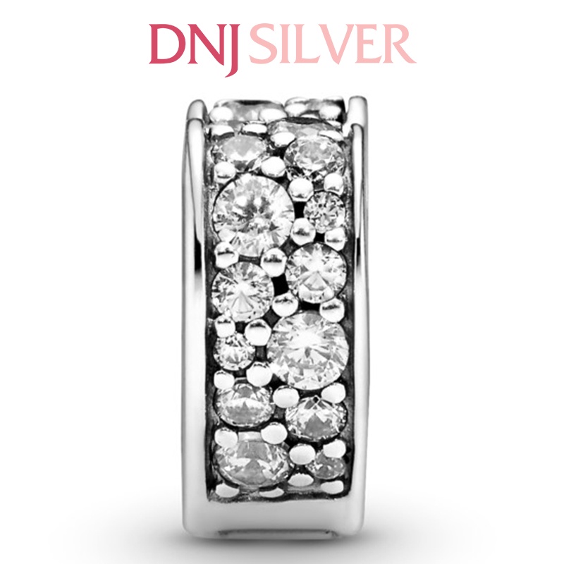 Charm bạc 925 cao cấp, hàng chuẩn bạc - Charm Clip Pavé Heart thích hợp để mix vòng tay charm - DN279