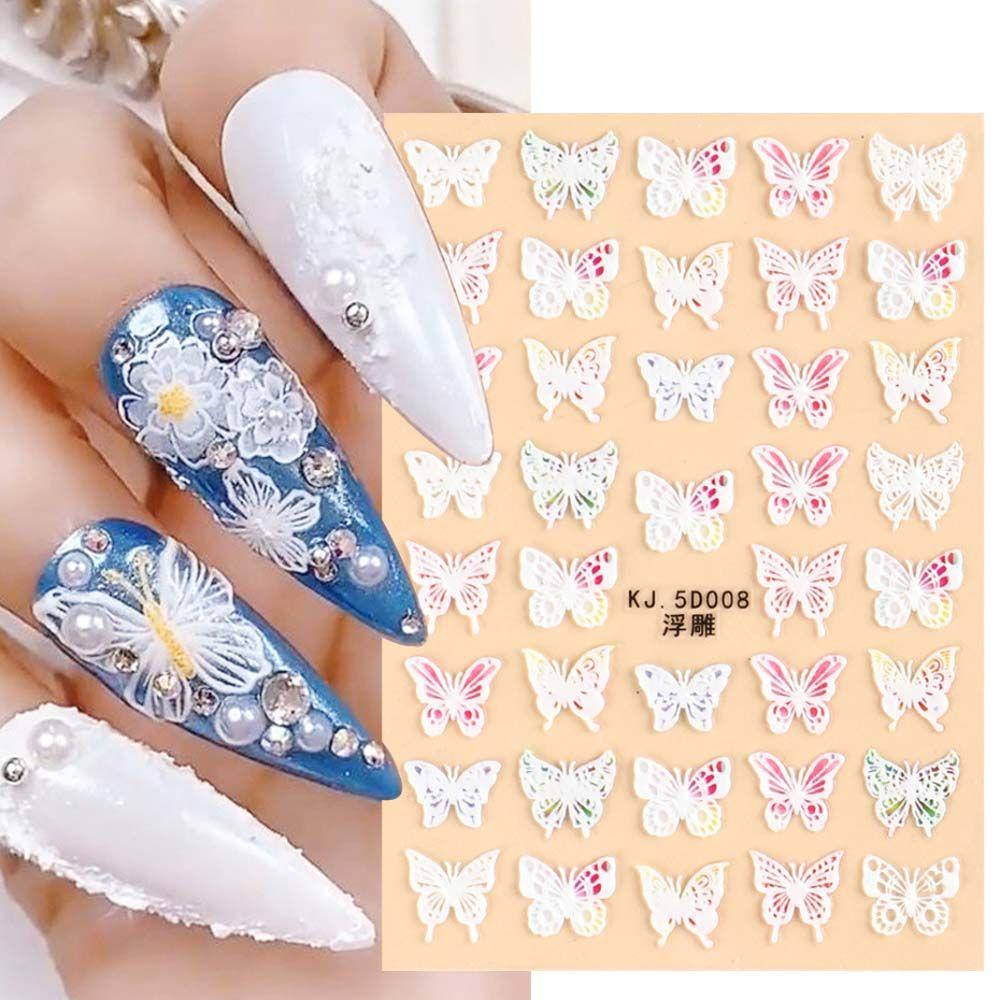 LILYES Miếng Dán Trang Trí Móng Tay Hình Bướm / Lá Cây Xinh Xắn
